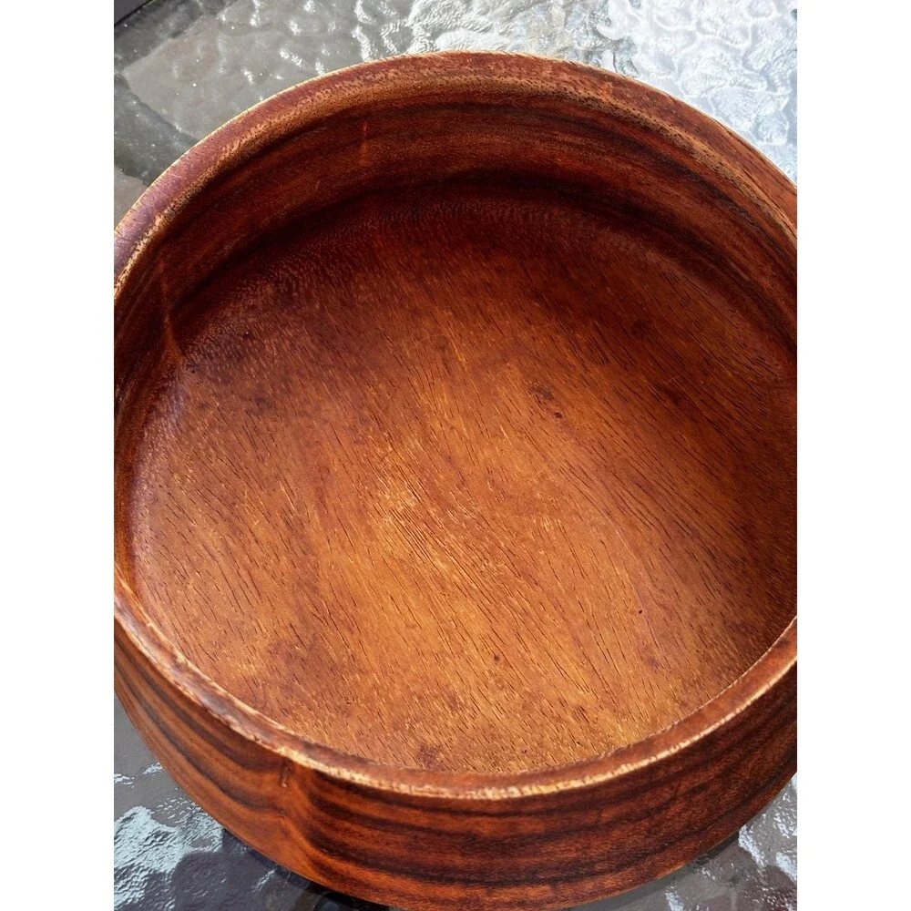Vintage Mid-Century Modern Hand-Turned Wooden Family Salad Bowl 9”